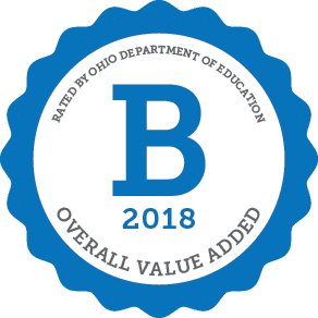 Blue seal with letter B and year 2018.